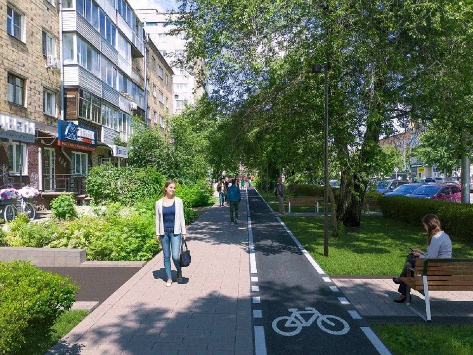 В центре Красноярска планируют создать велодорожку. Эскиз: мэрия