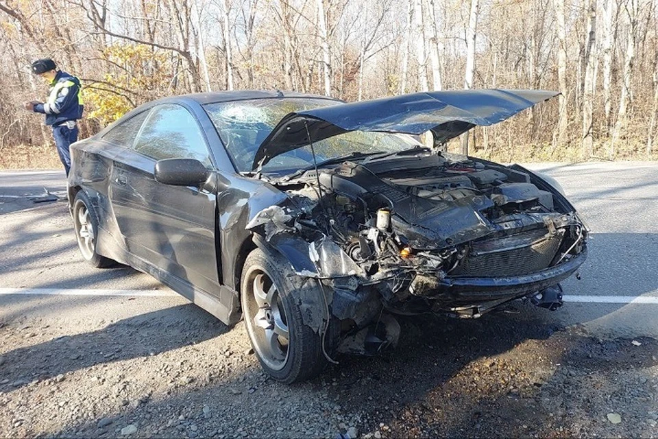 Две иномарки столкнулись на трассе «Уссури» в Хабаровском крае Фото: Госавтоинспекция района имени Лазо