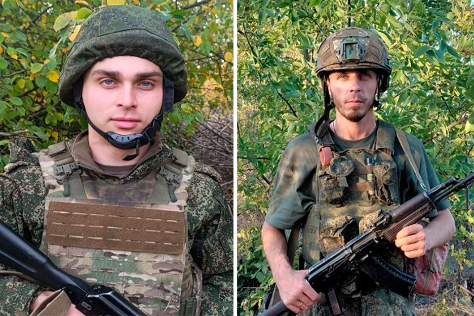 Гвардии младший сержант Аркадий Курманалиев и гвардии старший сержант Максим Новоселов