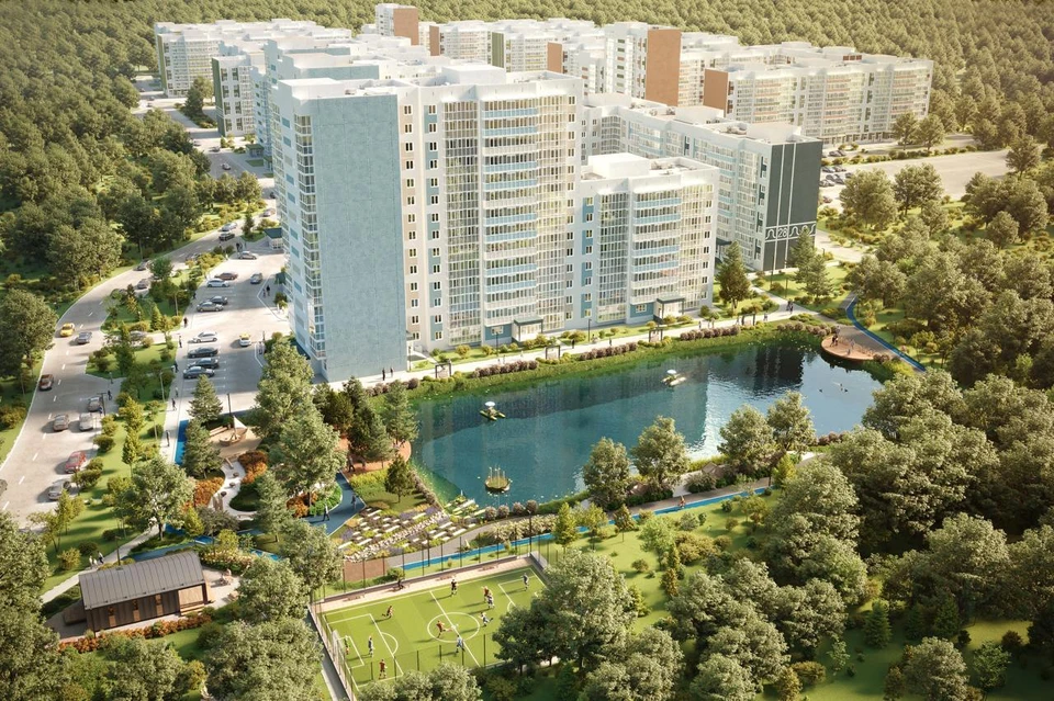 В ЖК Родные росы будет собственное озеро. Фото предоставлено СПК