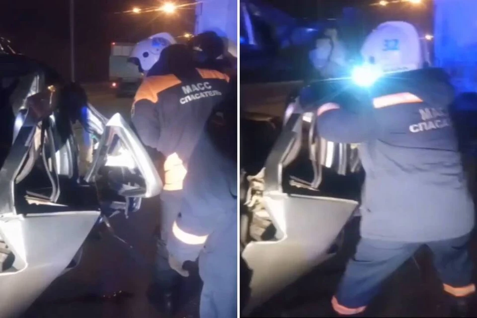 В Новосибирске в результате ДТП пострадал человек. Фото: пресс-служба спасателей МАСС