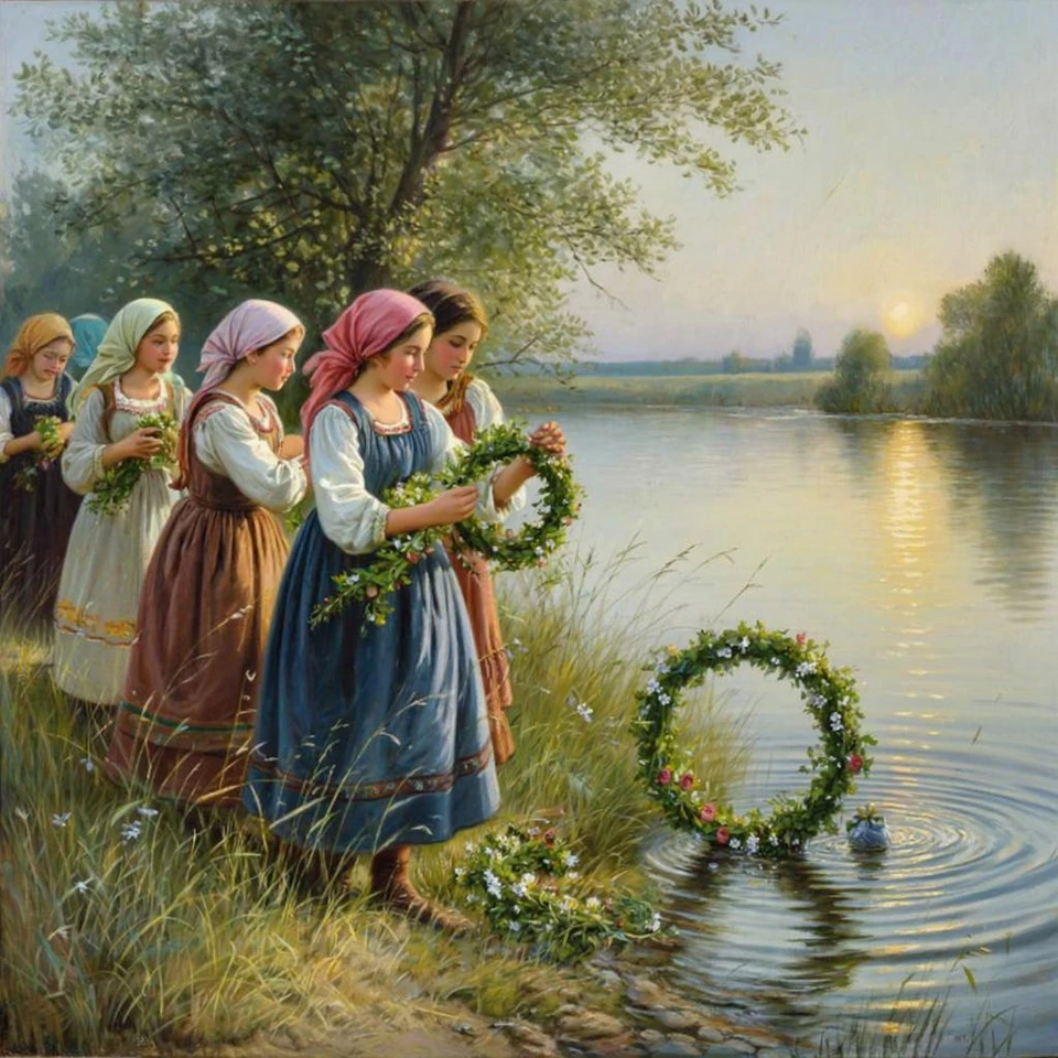 Девушки плели венки и загадывали желание