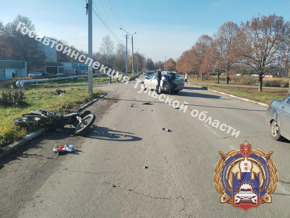 В Киреевске водитель «Шкоды» при повороте не уступил дорогу мотоциклисту