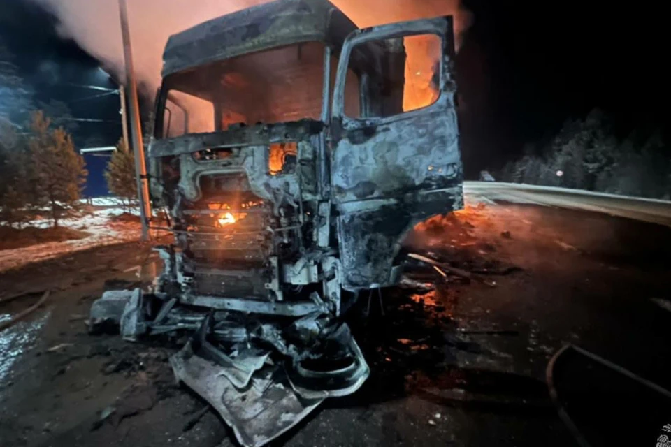 На федеральной трассе «Сибирь» в Тайшетском районе загорелся грузовик
