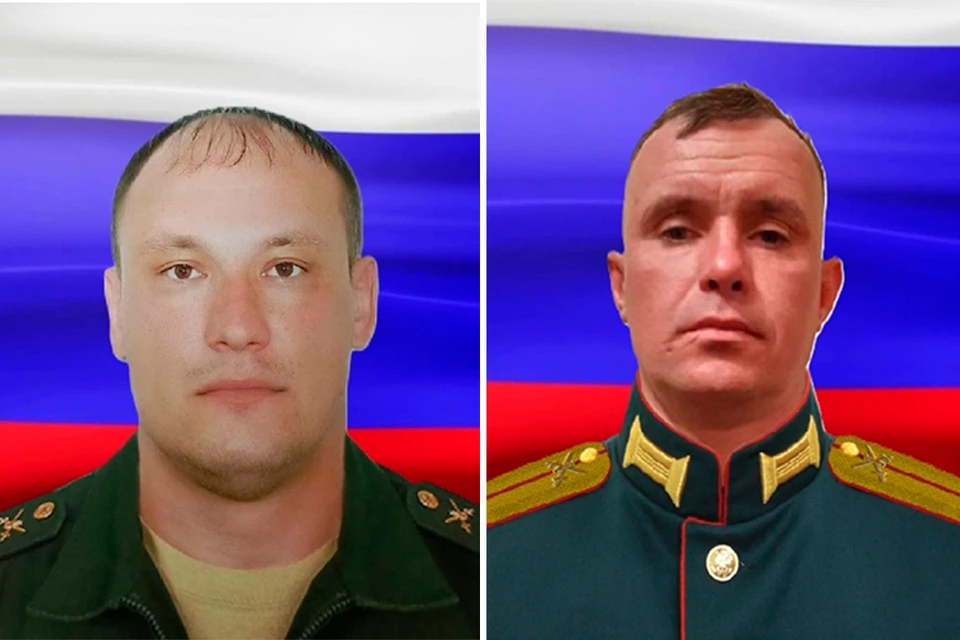 Гвардии рядовой Сергей Салимов и гвардии младший лейтенант Семён Сергеев