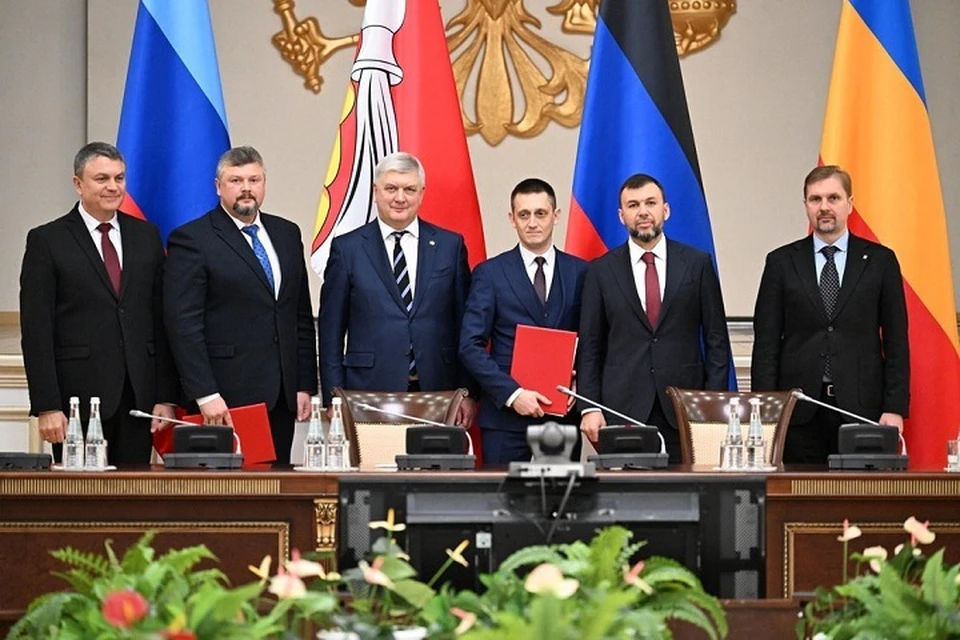 ДНР подписала шесть соглашений о сотрудничестве между регионами Содружества «Донбасс». Фото: ТГ/Пушилин