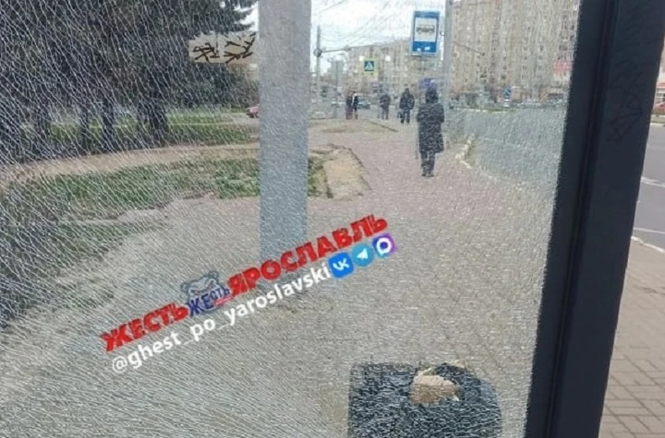 Мама мальчика, разбившего стекло остановки, собирается идти в суд. ФОТО: группа "Жесть Ярославль" ВКонтакте