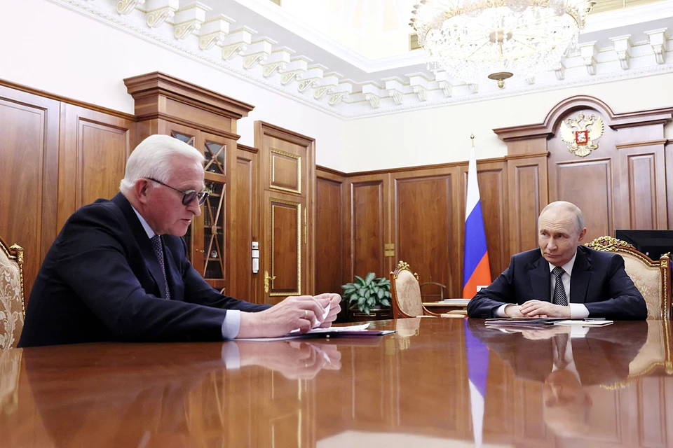 Владимир Путин и Александр Шохин во время встречи в Кремле