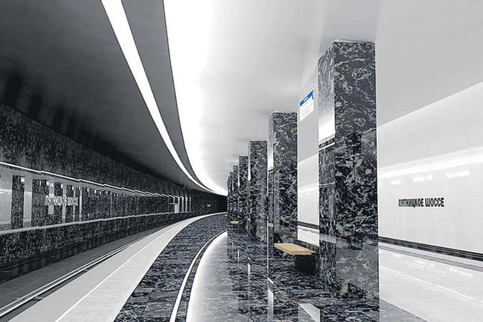 Дизайн новых станций подземки выглядит немного футуристично. На схеме проект станции «Пятницкое шоссе».