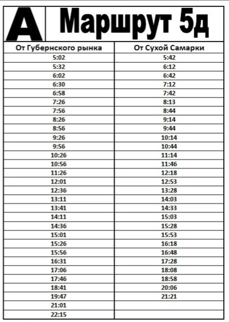 В Самаре изменили расписание автобуса №5д от Губернского рынка до Сухой  Самарки - KP.RU