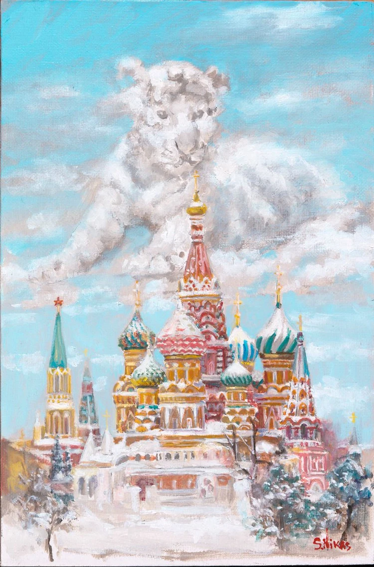 Картина "Зимняя Москва в год Тигра" в марте-2022 отправилась в полет на космическом корабле.