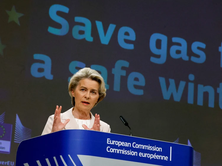 Председатель Еврокомиссии Урсула Фон дер Ляйен на конференции Евросоюза по вопросам экономии газа.